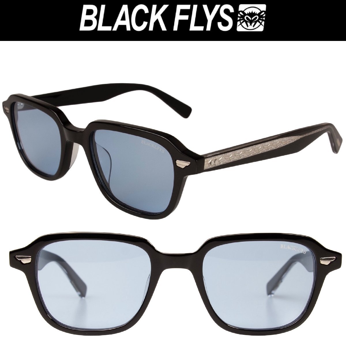 ライトブルーレンズ ブラックフライ FLY CHIEF サングラス BlackFlys BLACK-SILVER/Lt.BLUE_画像1