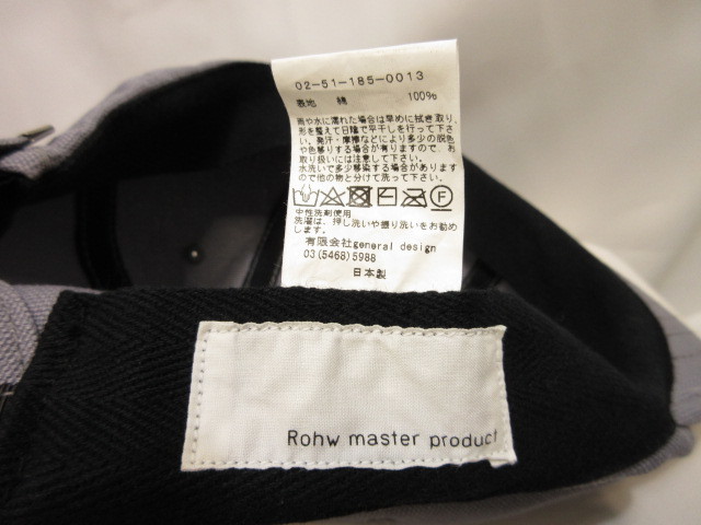 Rohw master product コットン キャンバス ストラップバック キャップ 帽子 CAP グレー ダック地 ロウマスタープロダクト_画像7