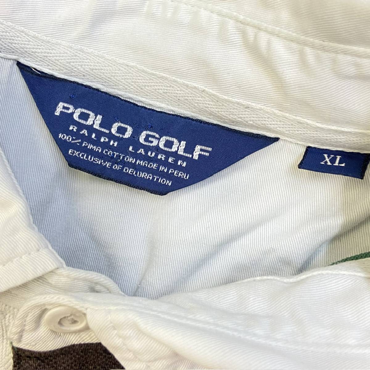 POLO GOLF 長袖 ポロシャツ XL ボーダー柄 ロゴ 刺繍 Tシャツ コットン ラグビー ラガーシャツ ポロ ゴルフ ラルフローレン Ralph Lauren_画像3