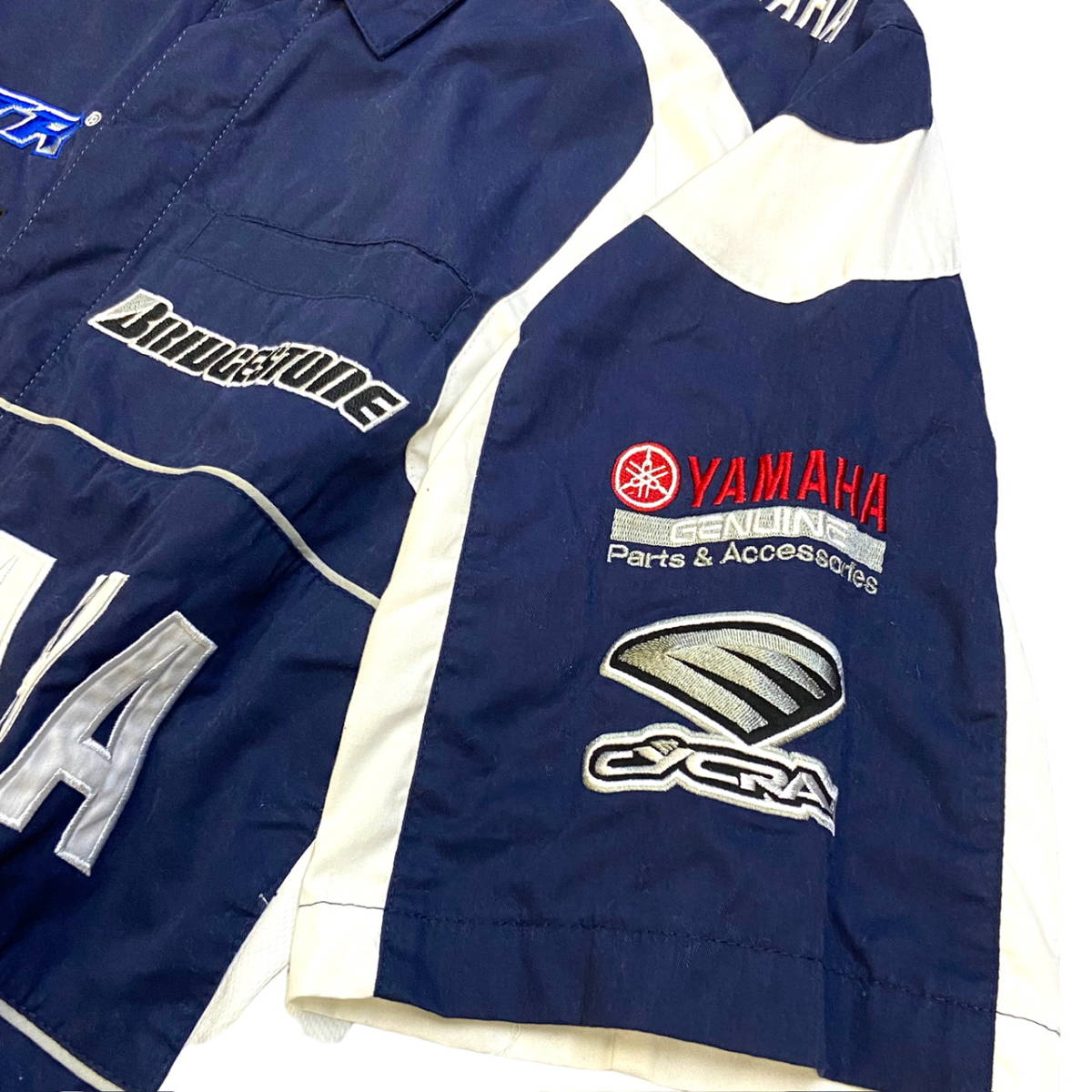 YAMAHA JH DESIGN racing shirt S navy mesh switch short sleeves shirt enterprise Logo embroidery pit shirt Yamaha Jeff Hamilton 