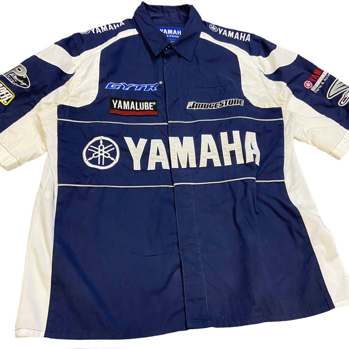 YAMAHA JH DESIGN racing shirt S navy mesh switch short sleeves shirt enterprise Logo embroidery pit shirt Yamaha Jeff Hamilton 