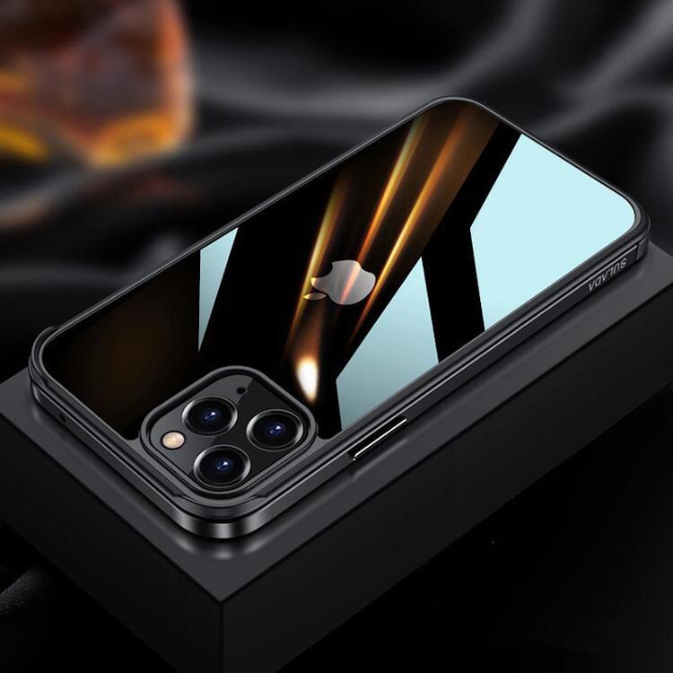 iPhone 14 ProMax ケース iPhone 14 ProMax メタル枠 クリスタルクリア 超薄軽量 耐衝撃 スマホケース ブラック iPhone 14 ProMax Case_画像1