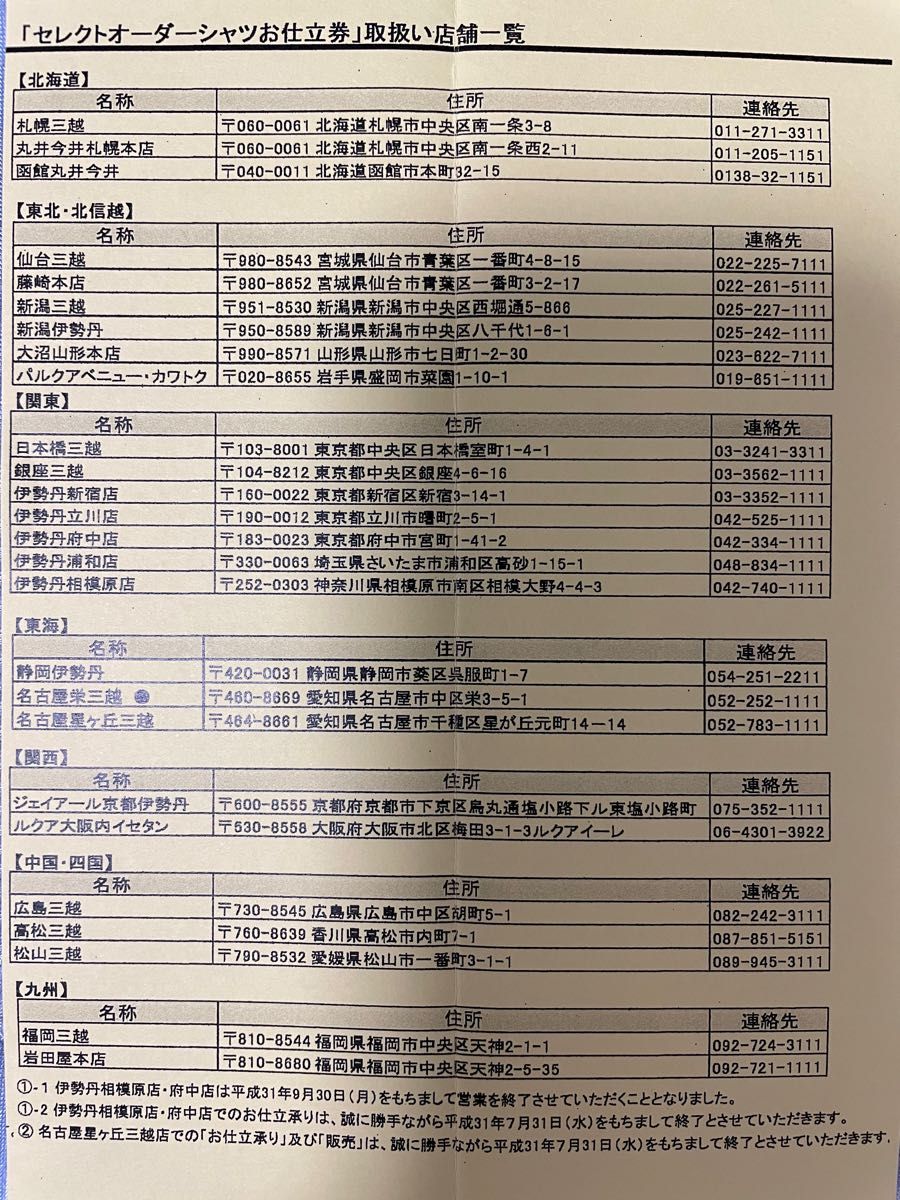 三越伊勢丹 セレクトオーダーシャツ お仕立券 16A2 2枚（32 400円相当