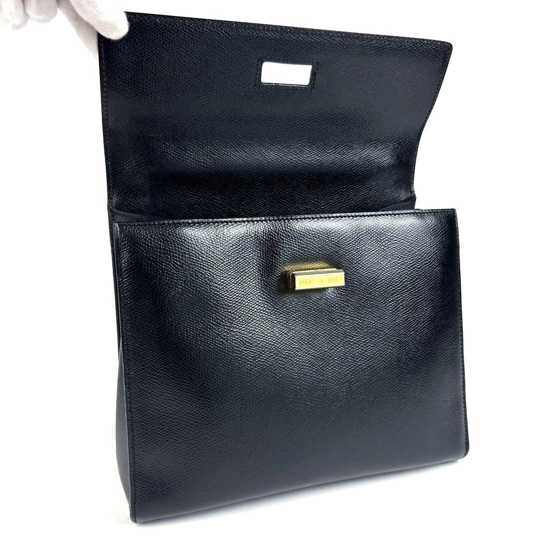 【極美品】CELINE OLD オールド セリーヌ ハンドバッグ 2way ショルダーバッグ ターンロック ロゴ型押し ゴールド金具 フォーマル  ブラック