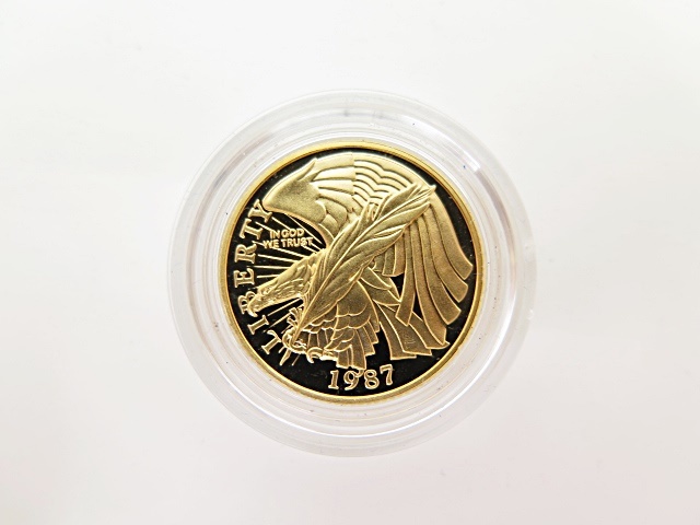 ★☆【ゴールド】K21.6 アメリカ 憲法起草 200年 記念金貨 コイン ケース付 ot☆★_画像1