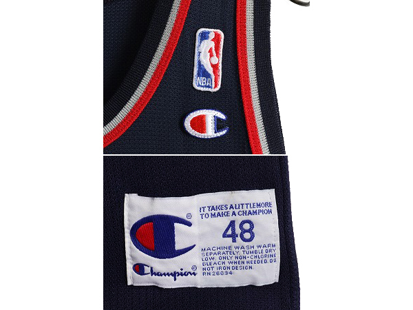 90s ■ チャンピオン NBA オフィシャル ネッツ タンクトップ ( メンズ L ) 古着 90年代 オールド Champion バスケ ゲームシャツ ユニホーム_画像4