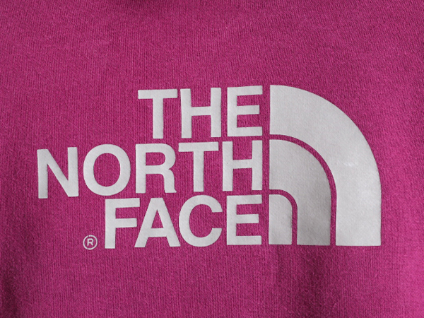 ■ ノースフェイス ロゴ プリント スウェット フード パーカー ( レディース L ) The North Face 裏起毛 トレーナー プルオーバー パープル_画像3