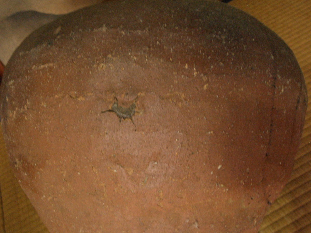 希少名品鎌倉室町時代越前焼大壺39cm 石はぜ侘寂焼締自然釉経塚壺日本