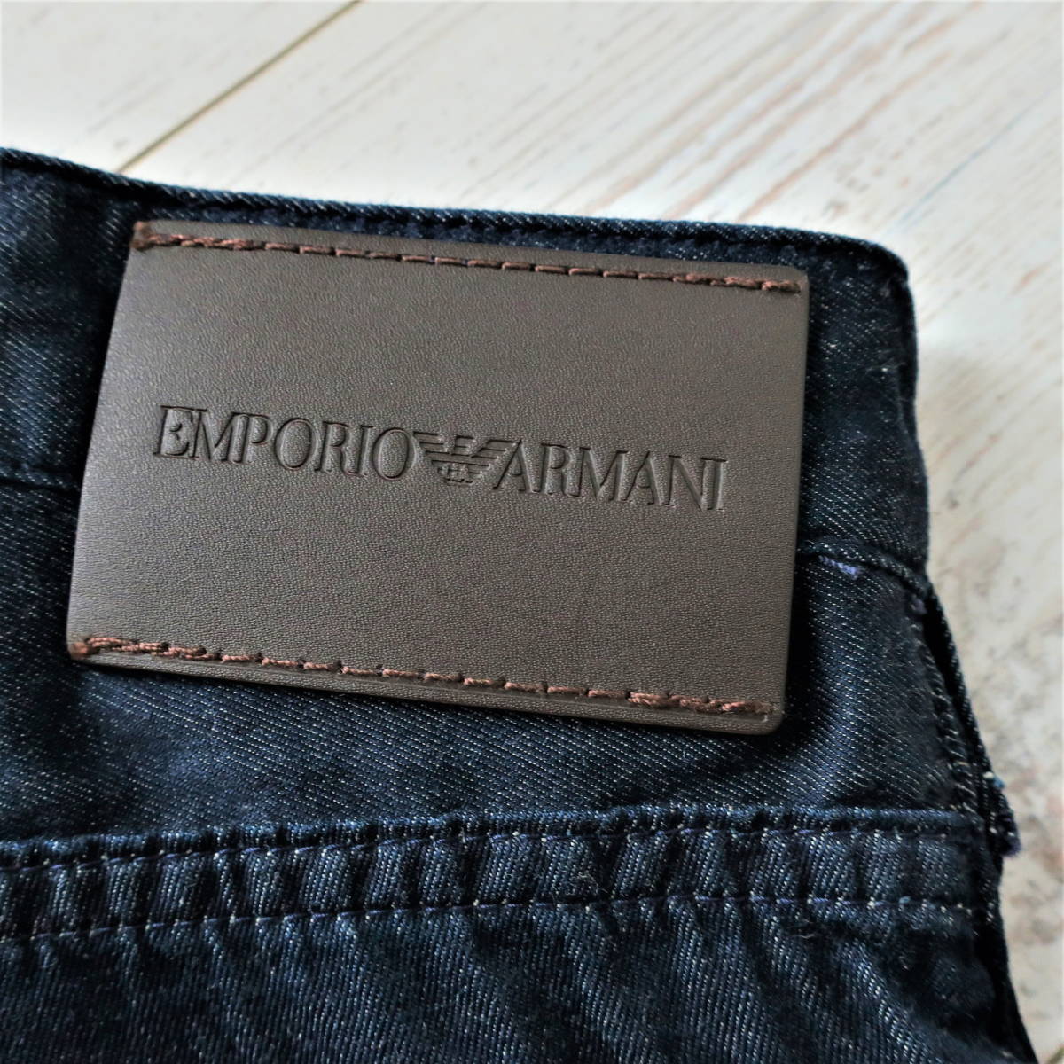 新品 EMPORIO ARMANI エンポリオアルマーニ ストレッチ レギュラー スリム ジーンズ デニム インディゴ ネイビー メンズ W30 Mサイズ