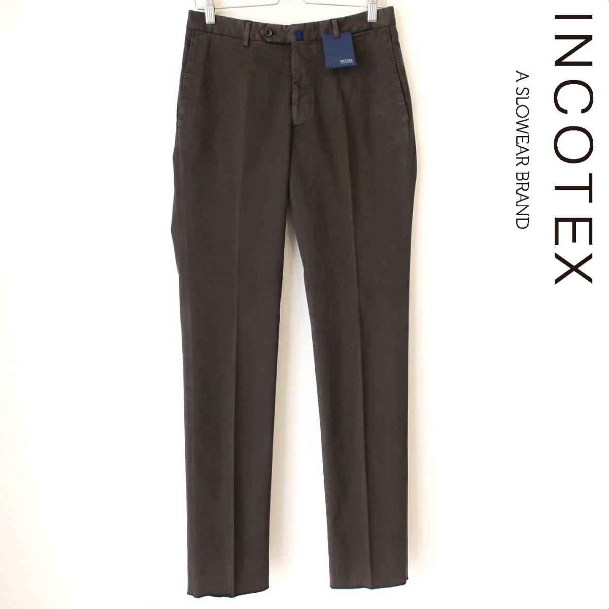 新品 未使用 INCOTEX インコテックス 定番 A35 ストレッチ スリム チノパン スラックス パンツ 濃茶 ダークブラウン メンズ 46 Mサイズ
