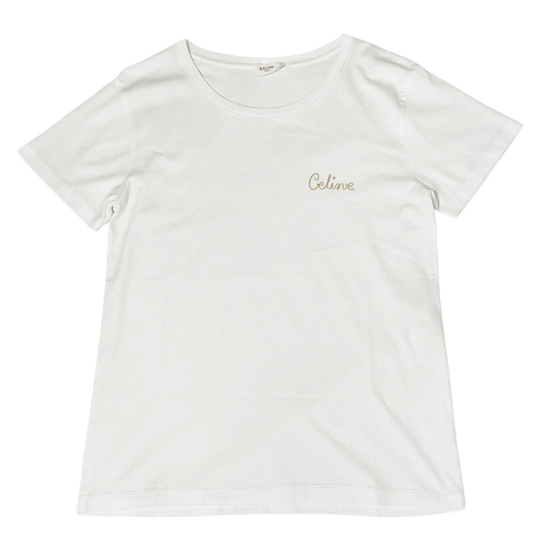 CELINE セリーヌ エンブロイダリー Tシャツ コットン L オフホワイト 2X351501F