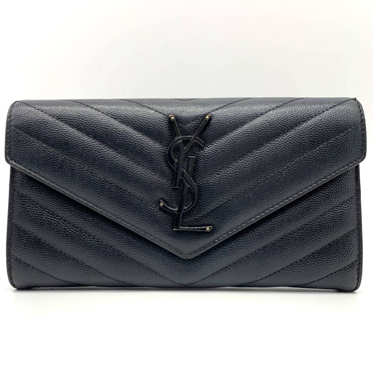 1円○美品○SAINT LAURENT PARIS サンローラン YSL キャビア フラップ
