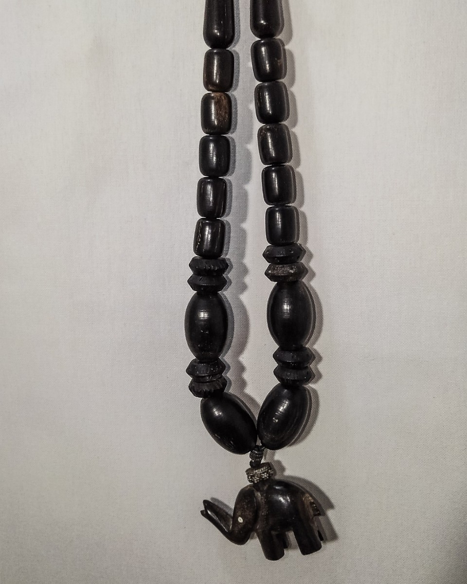 Vintage wood beads elephant necklace ウッド ビーズ エレファント ネックレス ハンドメイド 象 ネイティブ 大玉 木製 ビンテージ_画像9