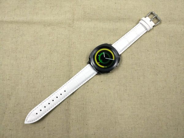 時計交換ベルト クロコ型押し 本革レザー バネ棒 工具付き 20mm ホワイトの画像6