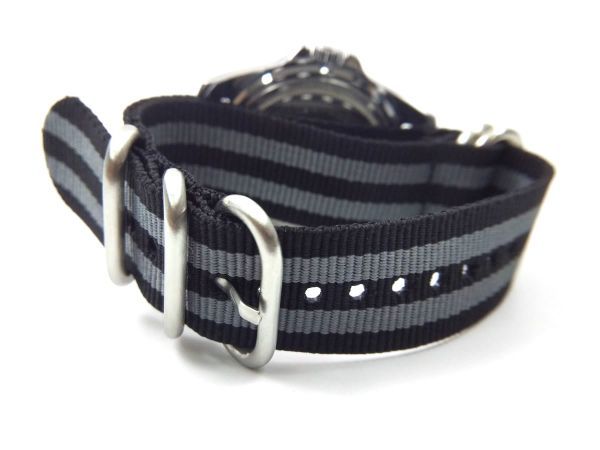  nylon made military strap wristwatch cloth belt nato type black stripe 22mm