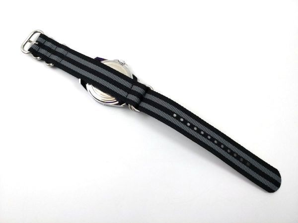  nylon made military strap wristwatch cloth belt nato type black stripe 22mm