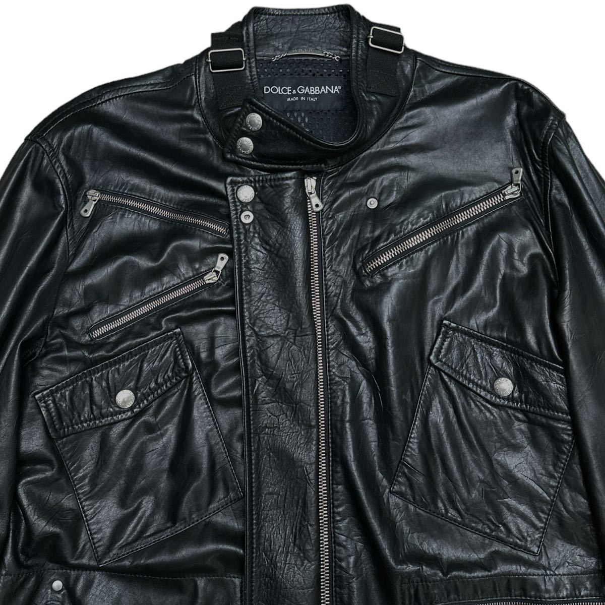 AW2003 DOLCE&GABBANA BIKER JACKET ドルチェ&ガッバーナ レザージャケット_画像3