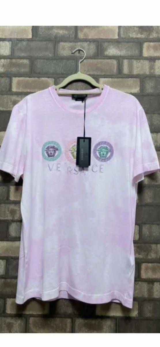 未使用品 VERSACE Tシャツ カットソー メンズ ヴェルサーチ トップス ピンク Mサイズ_画像1