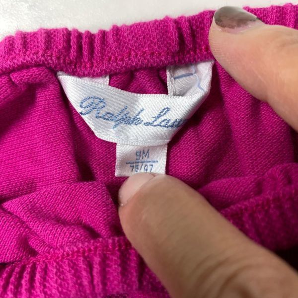 ラルフローレン ベビーフリルプリント半袖ワンピースピンク Ralph Lauren カジュアル パンツ付き ポロシャツワンピース ９M C5712_画像6