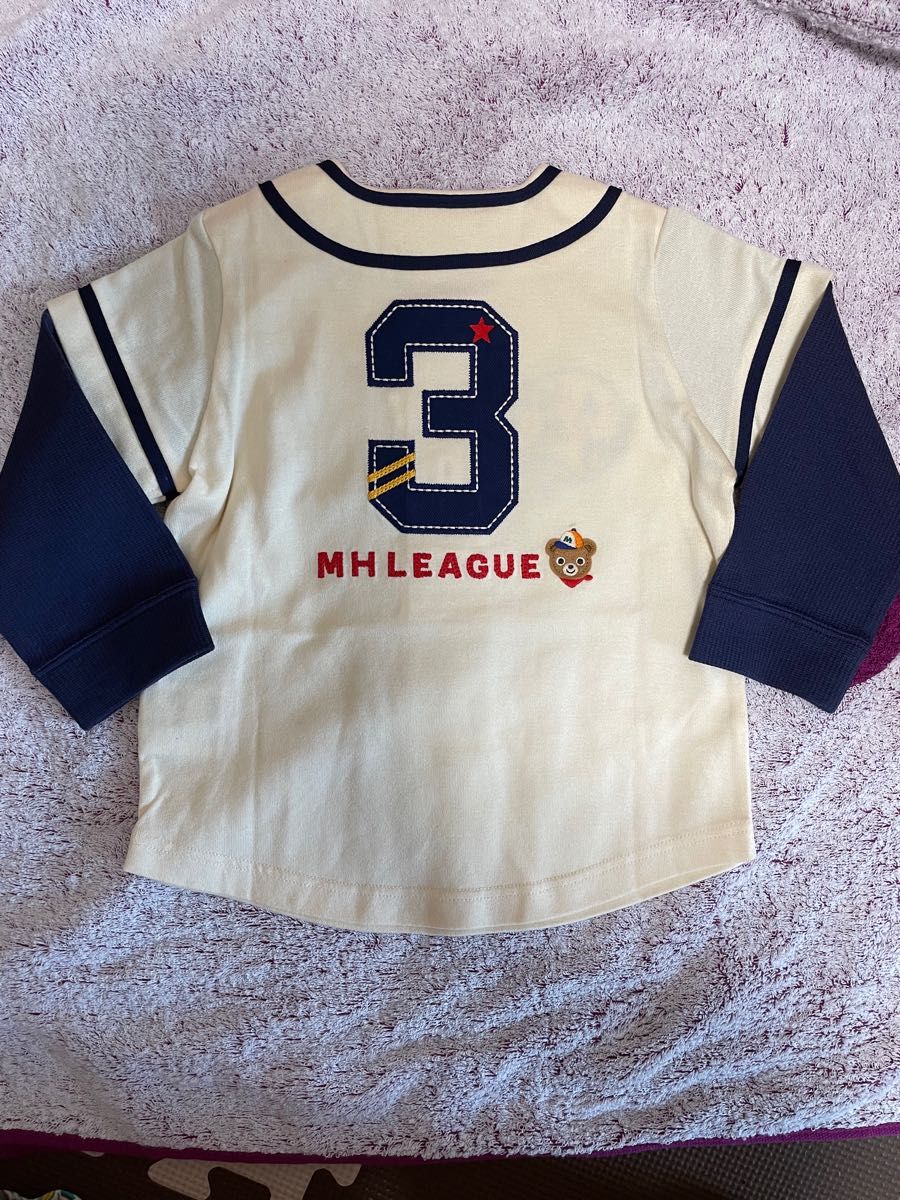 ミキハウス 長袖Tシャツ 重ね着風 ユニフォーム 野球 ロンT