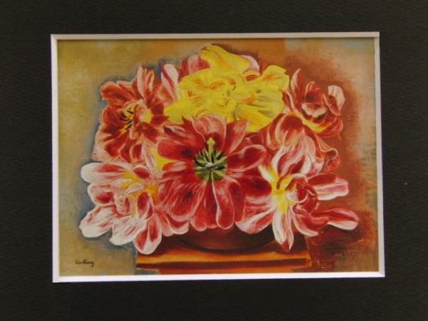 MOISE KISLING,FLEURS, overseas edition super rare rezone, new goods high class frame attaching, free shipping 