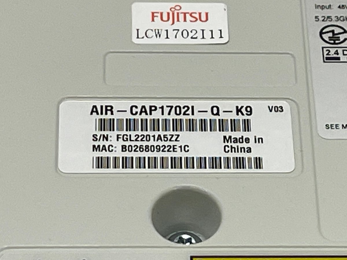 【中古】CISCO　Aironet AIR-CAP1702I-Q-K9　802.11ac 対応集中管理型アクセスポイント 自立型（3）_画像5
