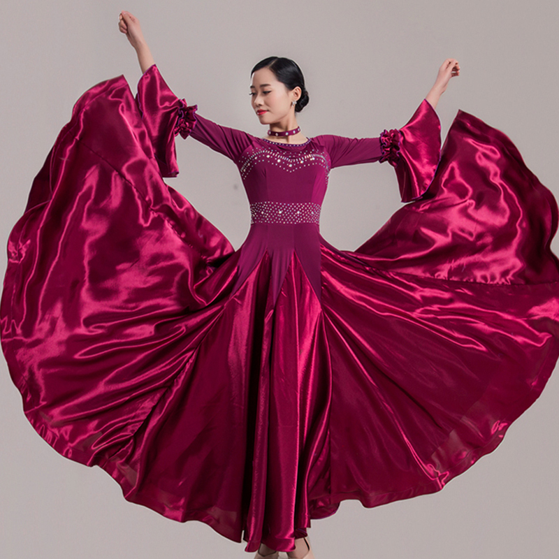 レディース社交ダンス衣装　ダンスワンピース　3色選択可　ダンス競技試合新作新品　サイズS～３XL