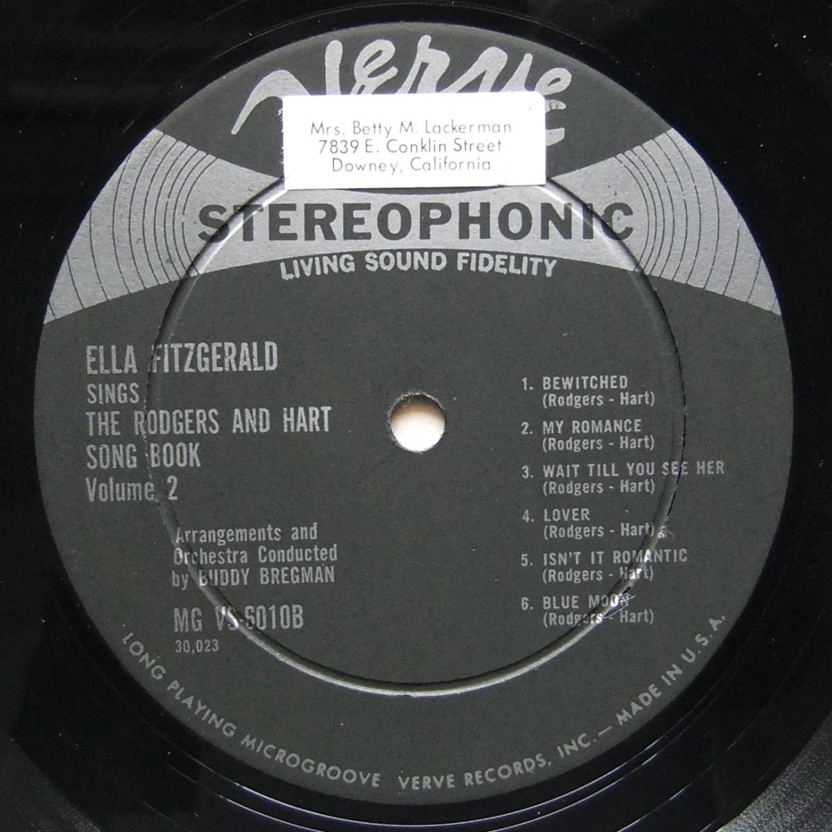 ◆ ELLA FITZGERALD / Sings Rodgers and Hart Song Book Volume 2 ◆ Verve MGVS-6010 (VRI:dg) ◆_画像4