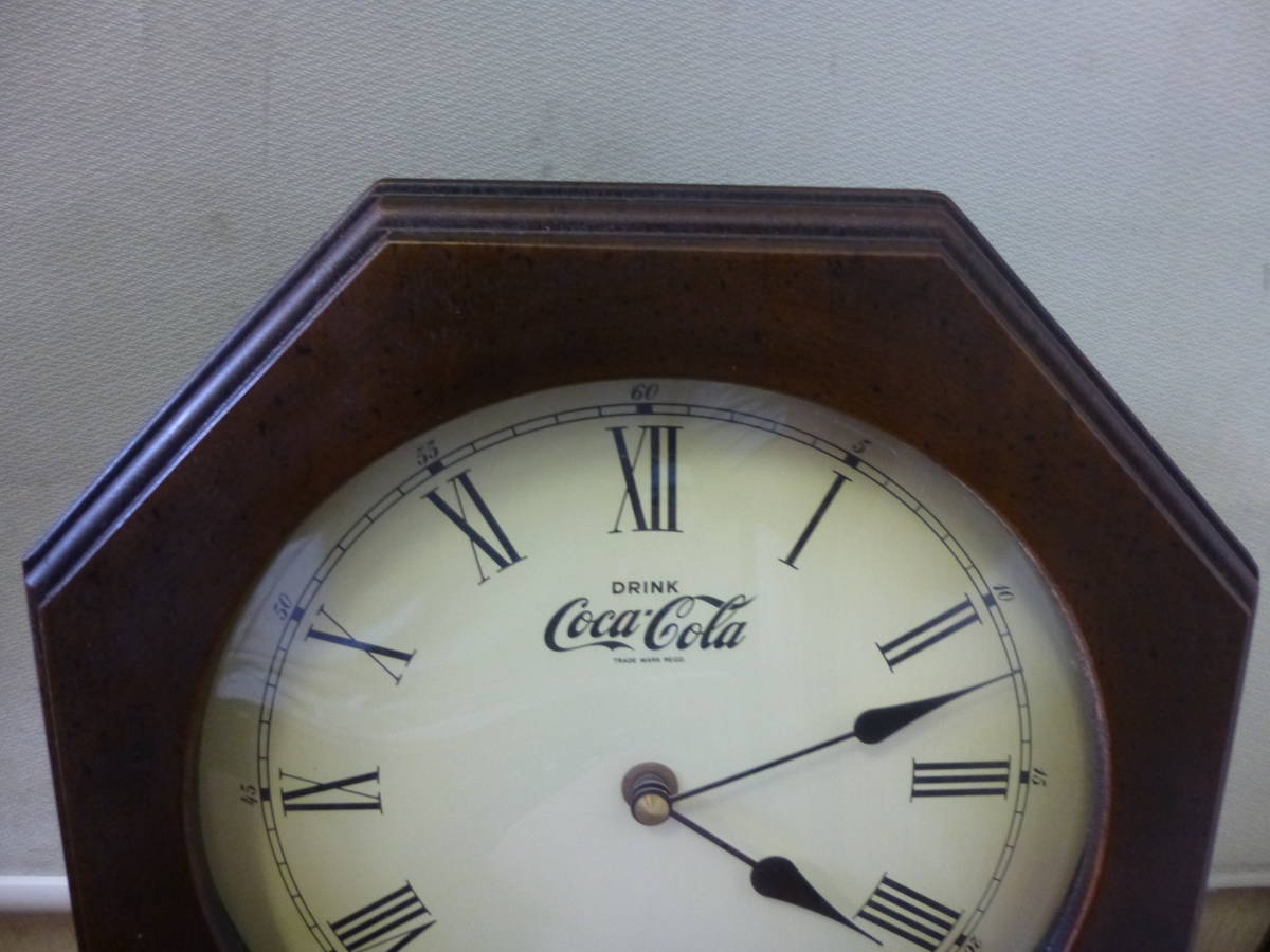 ◆昭和レトロ 当時物 Coca-Cola コカ・コーラ 100周年限定記念 八角 壁掛け時計 振り子時計 アナログ時計 動作確認済み 希少 非売品◆の画像2