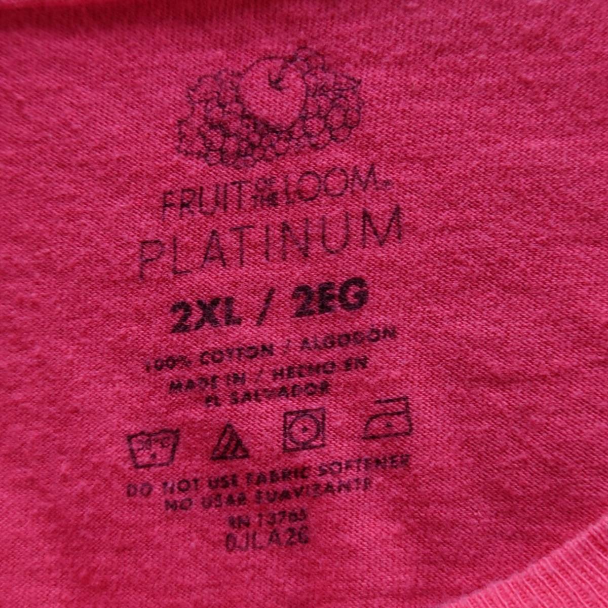 FRUIT OF THE LOOM(フルーツ オブザルーム )US古着半袖シャツ 2XL【大きいサイズ】コットン ピンク　　69-6H2419_画像3