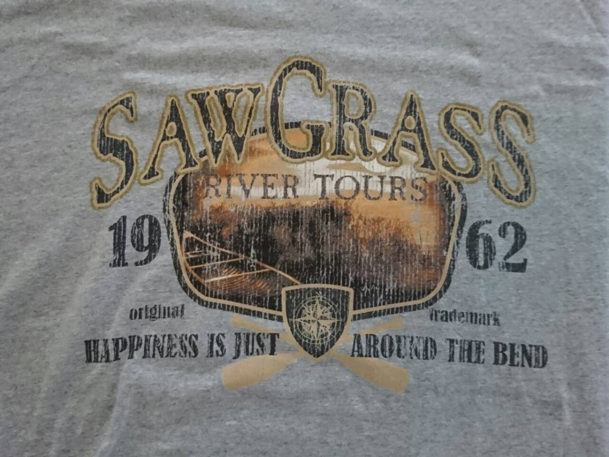  KICK BACK Relax【 US古着 大きい半袖Tシャツ 】 colorグレー 3XLサイズ 綿【 SAW GRASS river tours1962 】　699-4G2703_画像6