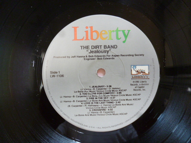 DIRT BAND/JEALOUSY　US盤 LIBERTY LW-1106_画像3