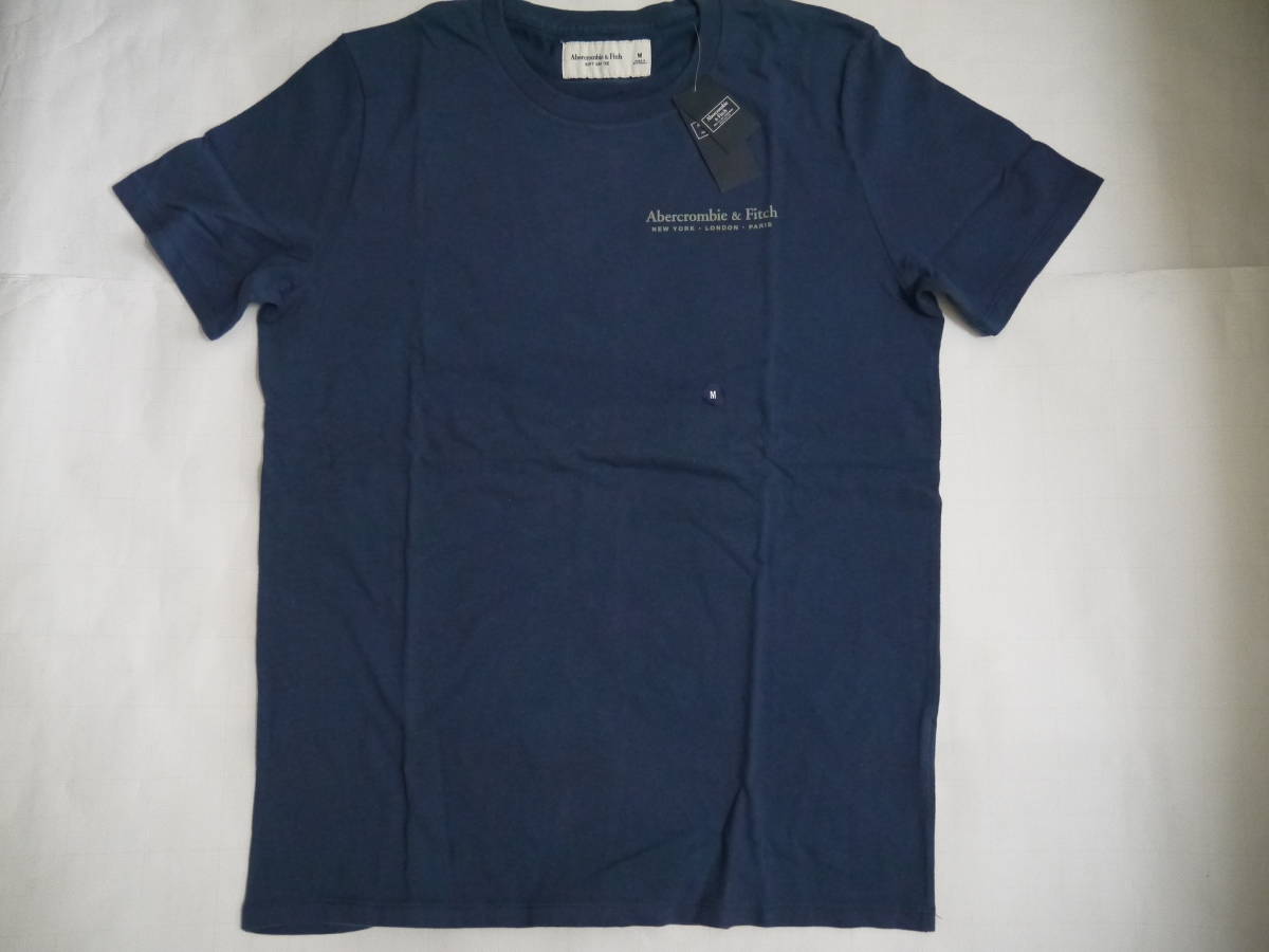 【新品・未使用・タグ付】Abercrombie&Fitch　アバクロ　半袖Tシャツ　本物正規品　サイズM　NAVYBLUE　バラプリント_画像2