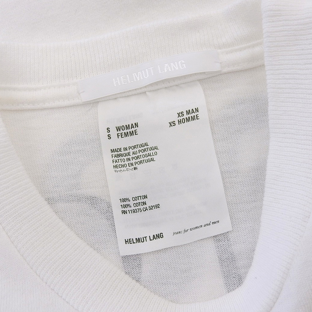 HELMUT LANG ヘルムートラング アップサイドダウン ロゴ Tシャツ トップス ユニセックス メンズ コットン ホワイト 白 XS_画像7
