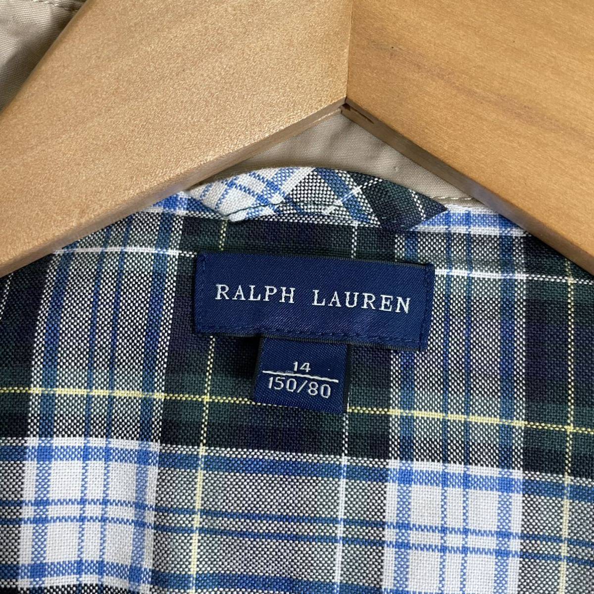 ラルフローレン　トレンチコート ショート丈 ベルト　ライトベージュ RALPH LAUREN コート　チェック　Lサイズ　14_画像8