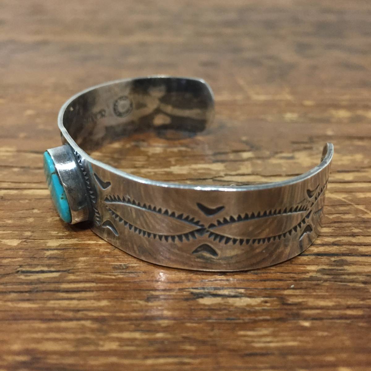  ultra rare! Nobu Ikeguchi knob ikegchi1995 the first period turquoise silver bangle stamp Work Navajo group 