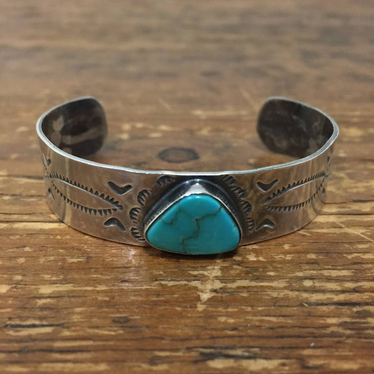  ultra rare! Nobu Ikeguchi knob ikegchi1995 the first period turquoise silver bangle stamp Work Navajo group 