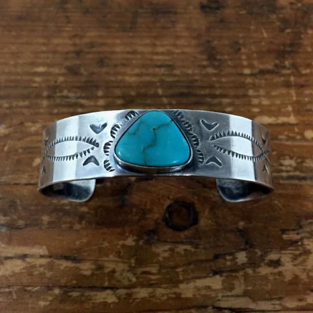  ultra rare! Nobu Ikeguchi knob ikegchi1995 the first period turquoise silver bangle stamp Work Navajo group 