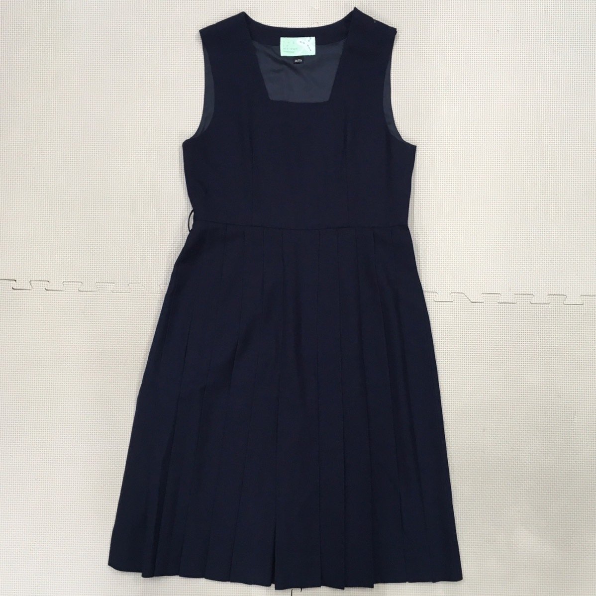 【年中無休】 ジャンパースカート S)A974(中古) ブラウス 3点セット リボン 学生服