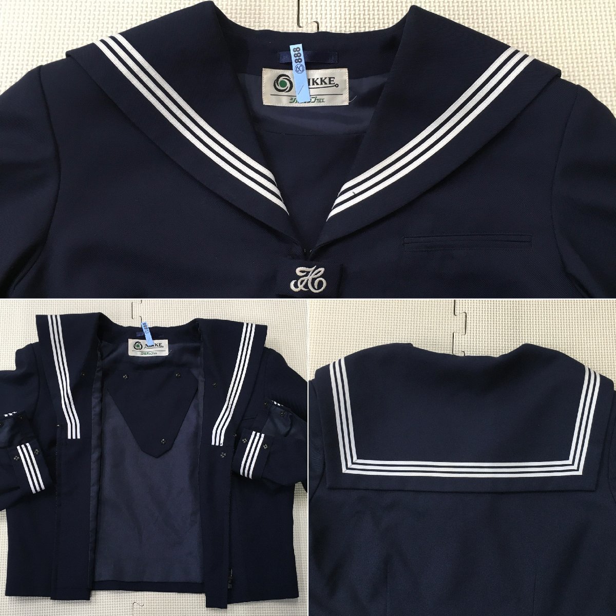 (S)A890(中古)埼玉方面 女子学生服 5点セット /160A/165A/W69/セーラー/ジャンパースカート/スカート/スカーフ/スクールパール/制服/卒業生_画像3