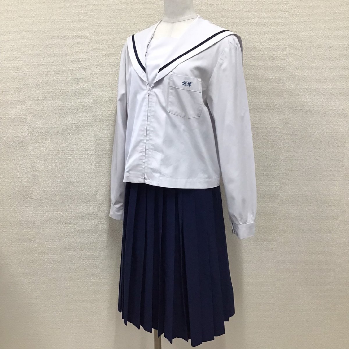 O677 (中古) 兵庫県 加古川北高校 セーラー服 上下セット /指定品/L/W66/しもかわ/セーラー/スカート/学生服/制服/中学校/高校/女子学生_画像1