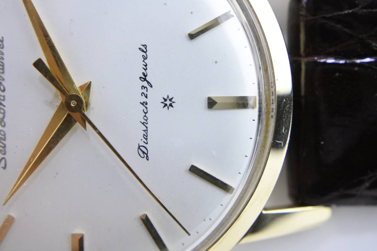 ☆☆☆当時最高級品 1960年製 SEIKO 初期 掘り文字盤  18KYG無垢 ロードマーベル J14050 SD文字盤 23石 手巻紳士腕時計 稀少逸品の画像3