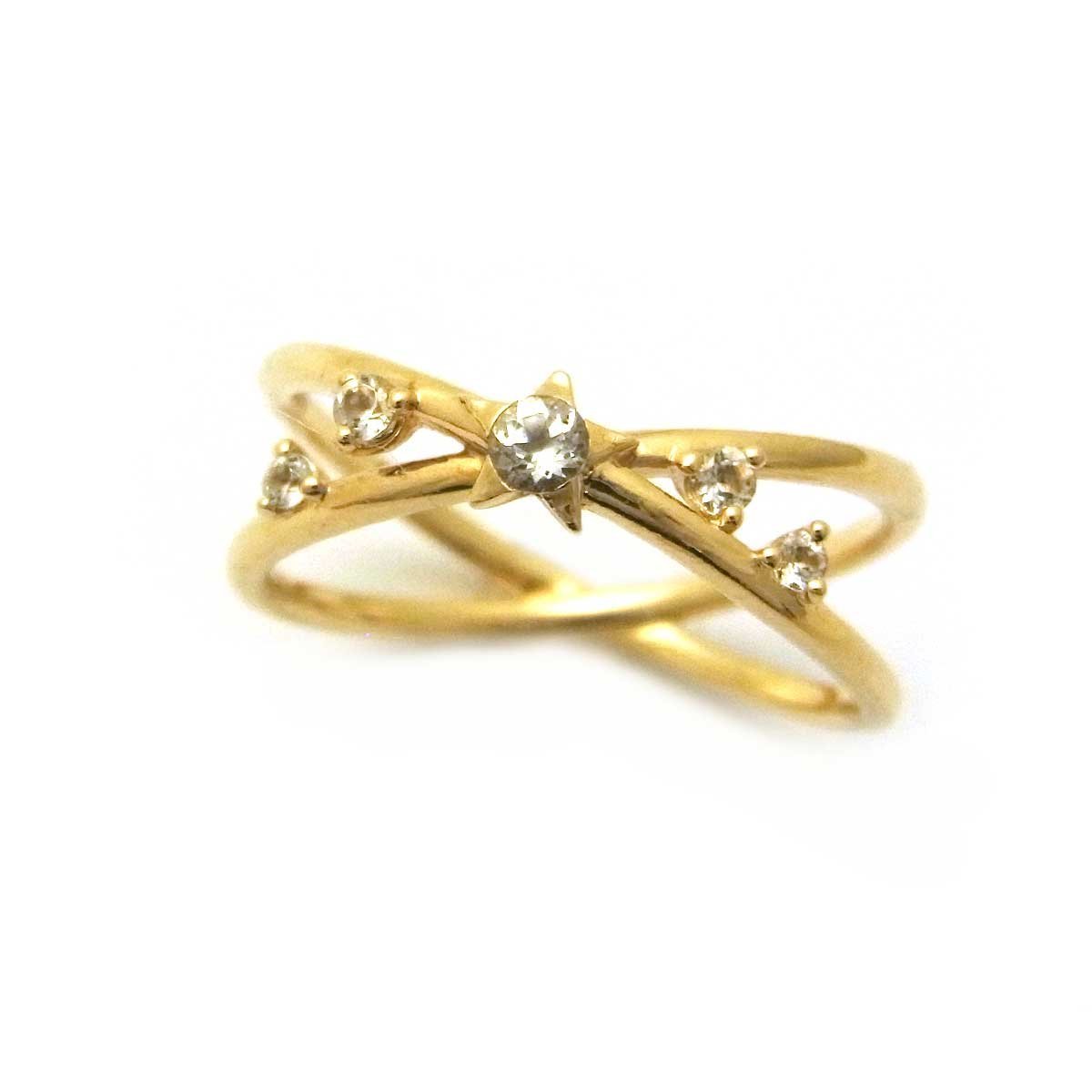 【年中無休】 スタージュエリー(STAR JEWELRY) K10 ホワイトトパーズ 指輪 2.0g 12号 イエローゴールド 10金 リング アクセサリー ジュエリー 保証書 指輪