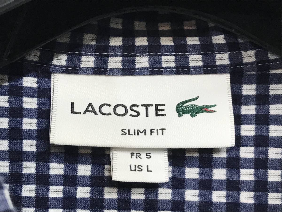 23SS LACOSTE ラコステ ギンガムチェック ボタンダウンシャツ L _画像8