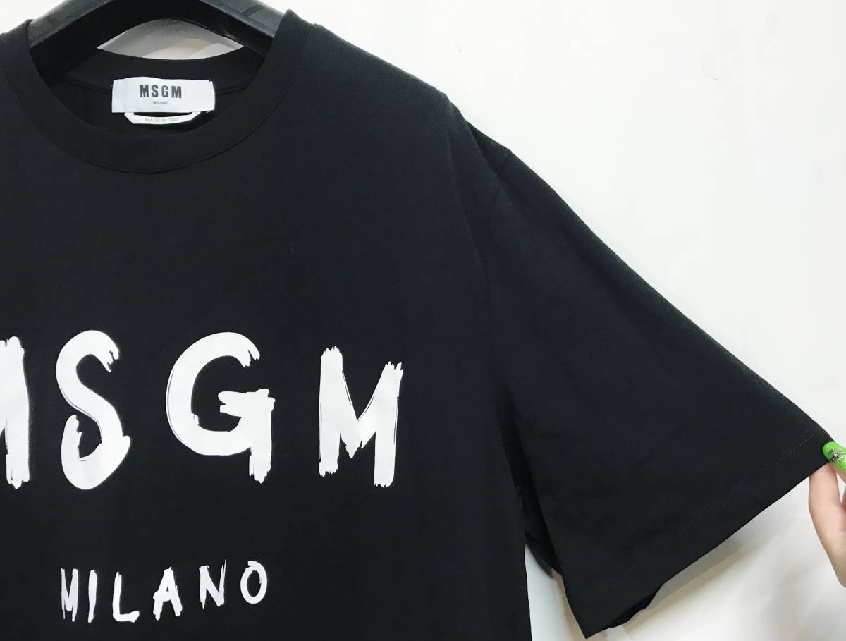 国内正規 イタリア製 MSGM エムエスジーエム ロゴ Tシャツ L 黒 メンズ _画像4