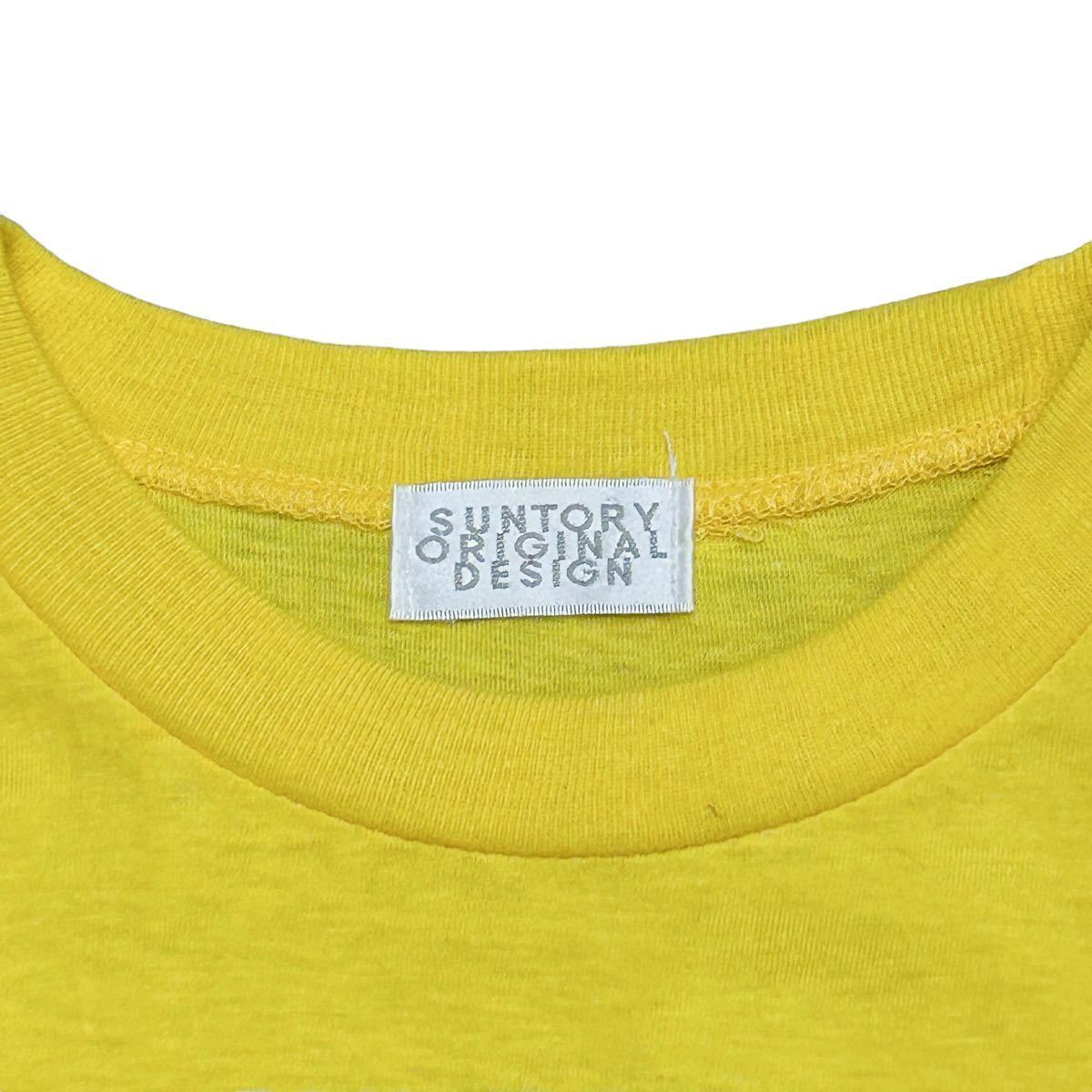 90’s SUNTORY サントリー C.C.Lemon CCレモン ビンテージ Tシャツ Lサイズ相当 黄色 シングルステッチ 企業プリント ジャパンビンテージの画像7