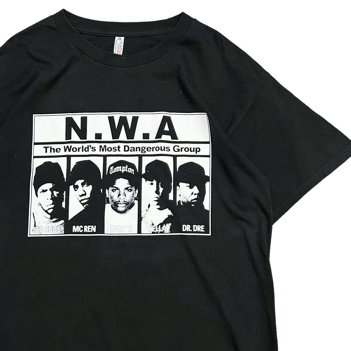 N.W.A Tシャツ Lサイズ ブラック 黒 ALSTYLE アルスタイル ヒップホップ ストリート イージーイー アイスキューブ ドクタードレー 90年代_画像3