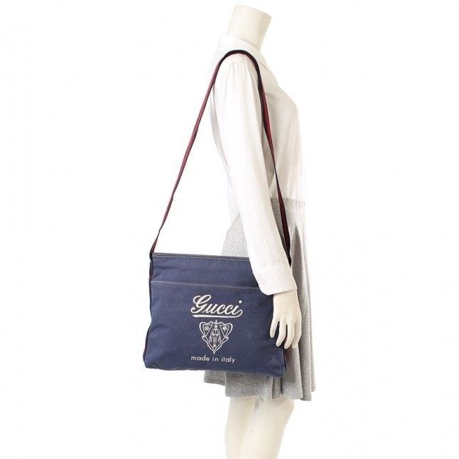希少★ グッチ GUCCI ショルダーバッグ クレスト キャンバス ユニセックス サコッシュ