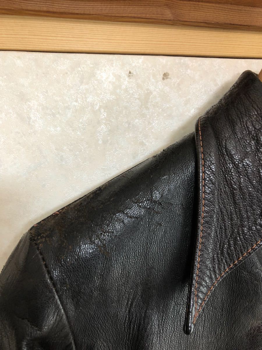 70年代EASTWEST LEATHER JAKET復古復古罕見稀有東西部皮革舊衣服NORTH BEATCH嬉皮襯裡 原文:70s EASTWEST LEATHER JAKET ヴィンテージ ビンテージ 激レア イーストウエスト レザー 古着 NORTH BEATCH ヒッピー 裏地なし