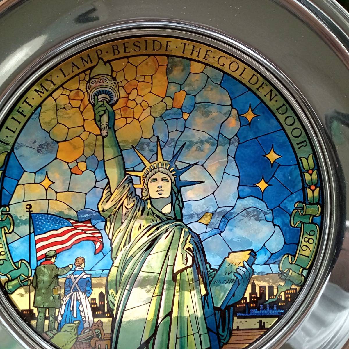 【AIKU-YA】送料無料ニューヨーク ステンドグラス 自由の女神像100周年 グラスマスターズ社 /トロント/カナダ/ティファニー_画像9